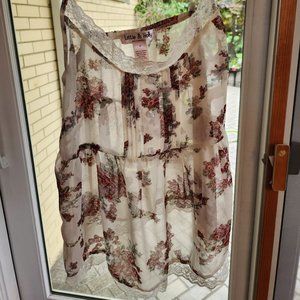 Mesh Floral Spaghetti Strapped Tank Top